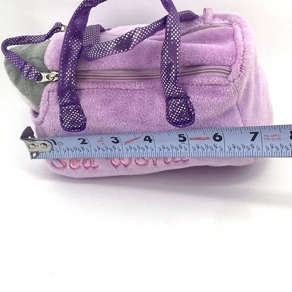 Sea World Dolphin Plush Purse Lavender Kids Handbag Hearts Accents Souvenir - Picture 2 of 15